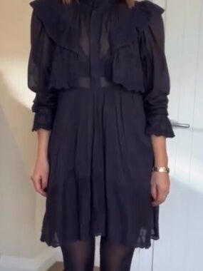 Isabel Marant Navy Embroidered Long-Sleeve Mini Dress